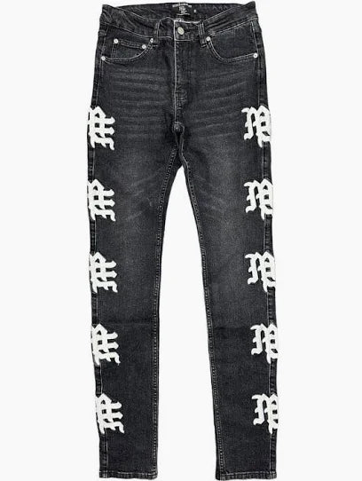 Mixed Emotions Monogram Jeans "Black Wash"