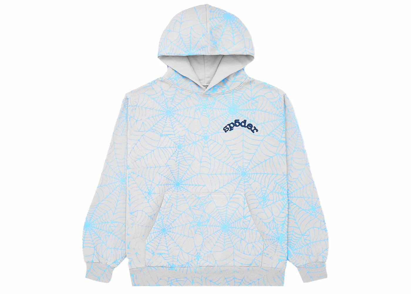 Sp5der Hoodie "AOP Web Light Blue"