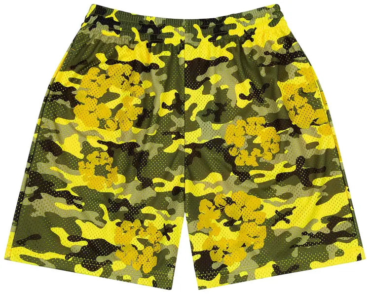 Denim Tears Mesh Shorts "Yellow Camo Cotton Wreath"