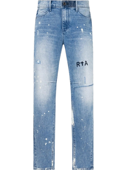 RTA Jeans “Distressed White Paint Blue”
